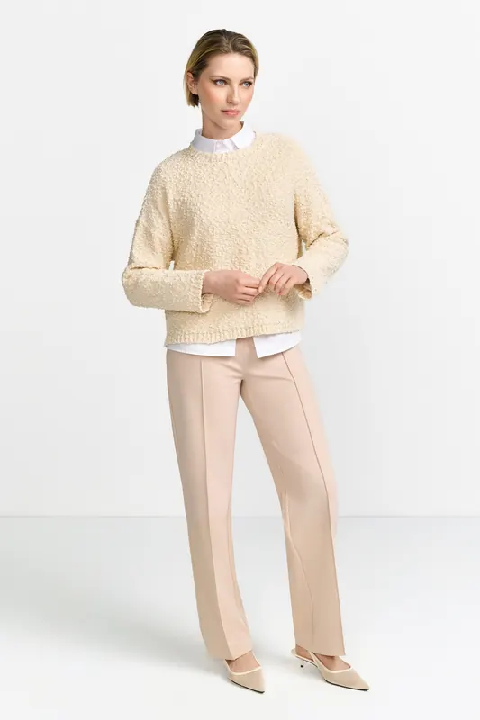 Rich & Royal Slub Yarn Crew Neck Pearl White Maat: S | Sweaters Outlet | Dames | Beige