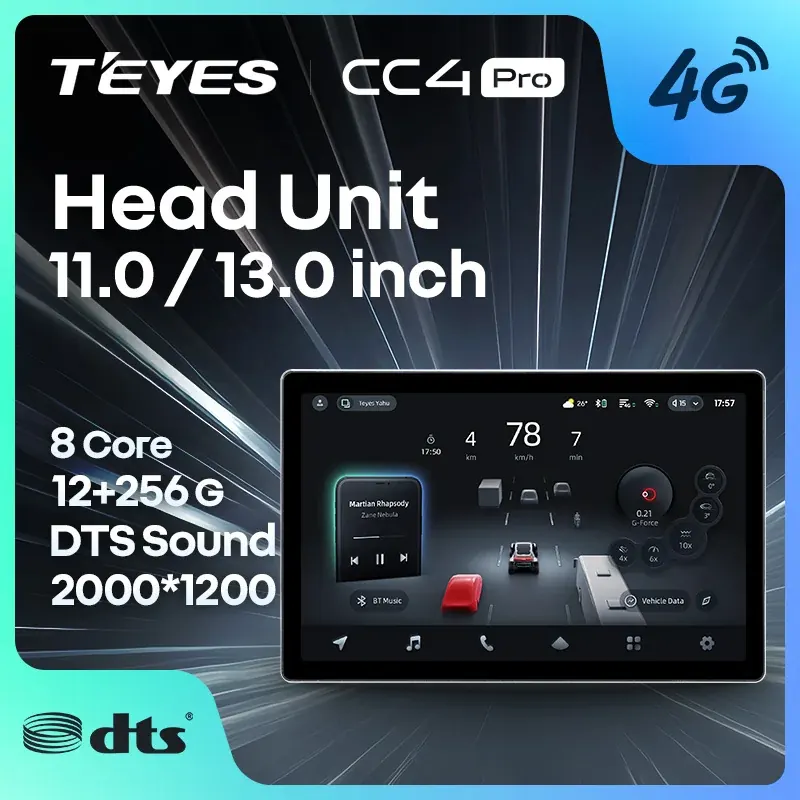 TEYES CC4 PRO 13 cali 11 cali Radio samochodowe z ekranem wideo, nawigacją, stereo, Android GPS, urządzenie uniwersalne do Toyota, Volkswagen, Hyundai