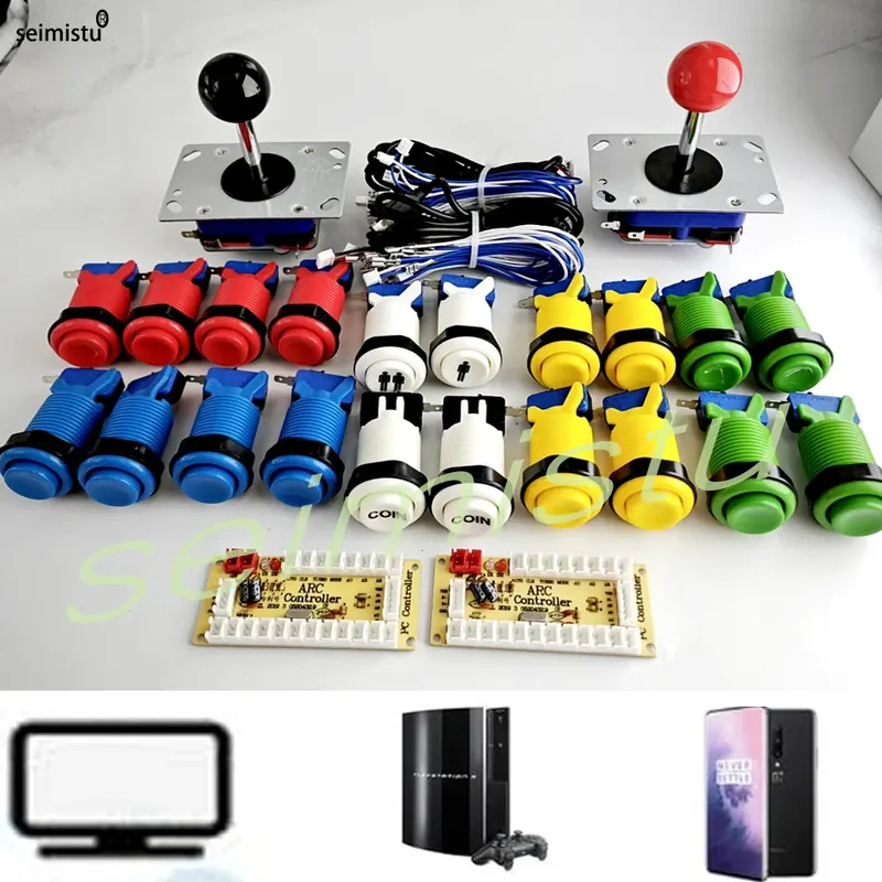 Arcade 2 Player Zero Delay Joystick Kit Mando Arcade Usb Encoder To Pc Rasberry Pi Happ Push Button Joystick Usb Arcade Cabinet