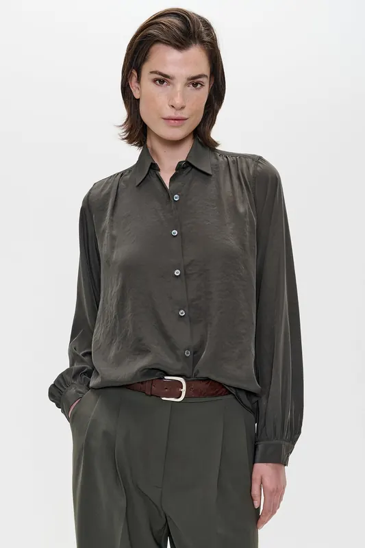 ZENGGI Technosilk Blouse Deep Forest Maat: S | Longsleeves Outlet | Dames | Groen