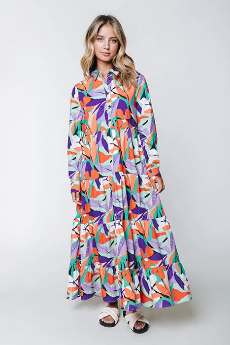 Colourful Rebel Vianne Big Flower Maxi Dress Multicolor Maat: XS | Blousejurken Outlet | Dames