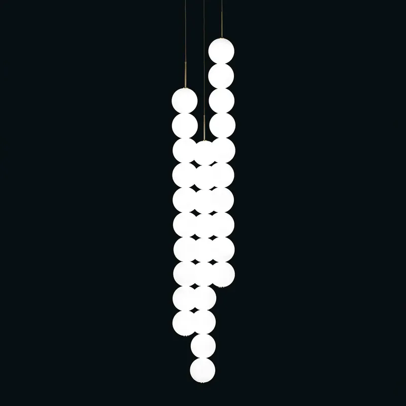 Lampa wisząca Terzani Abacus, mosiądz, 3x10 kloszy