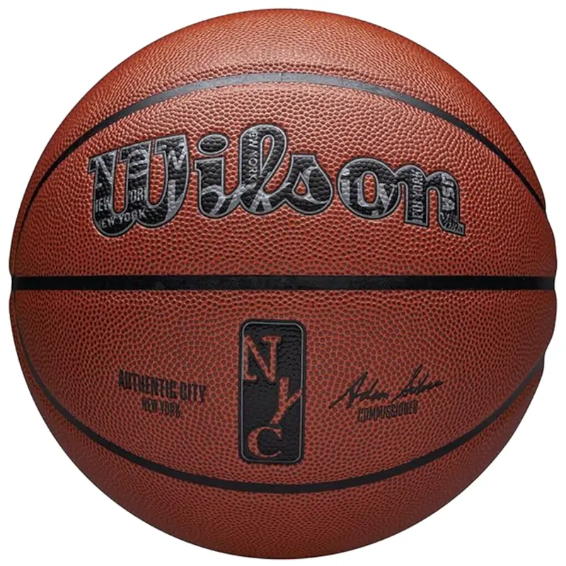 Wilson NBA Authentic City New York Ball WZ2016001XB, Unisex, Pomarańczowe, piłki do koszykówki, Skóra kompozytowa, rozmiar: 7