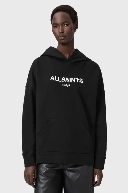 AllSaints Static Etie Hoody Black Maat: L | Hoodies Outlet | Dames | Zwart