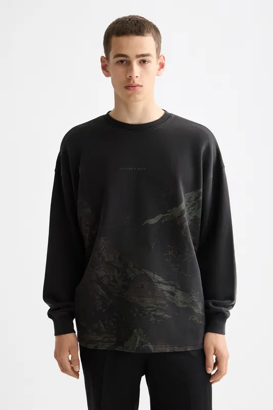 Scotch & Soda Loose Fit Overdyed Aw Sweatshirt Meteorite Maat: XL | Sweaters Outlet | Heren | Zwart