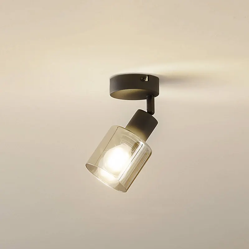 Lampa sufitowa Lindby Netty, 1-punktowa, szary, szkło