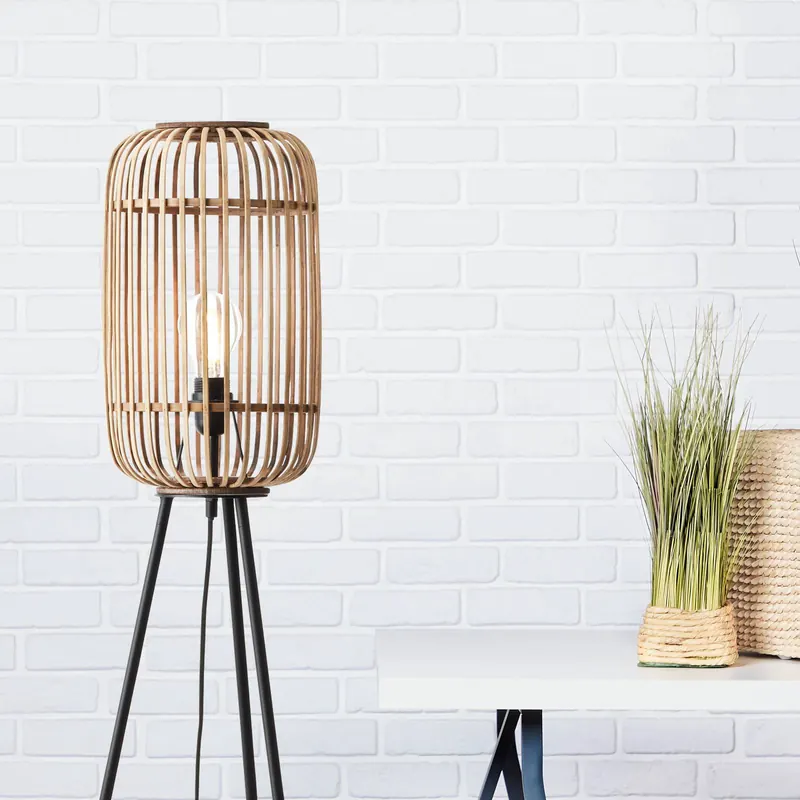 Lampa stojąca Woodrow, wysokość 130 cm, jasne drewno, bambus/metal