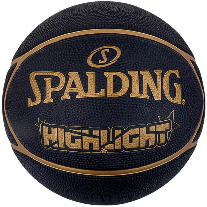 Spalding Highlight Ball 84355Z, Unisex, Czarne, piłki do koszykówki, Guma, rozmiar: 7