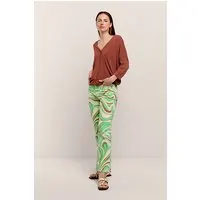 Summum Woman Cropped Flared Pants Swirl Print Stretch Twill Island Green Maat: 32 | Wijde Broeken Outlet | Dames | Groen