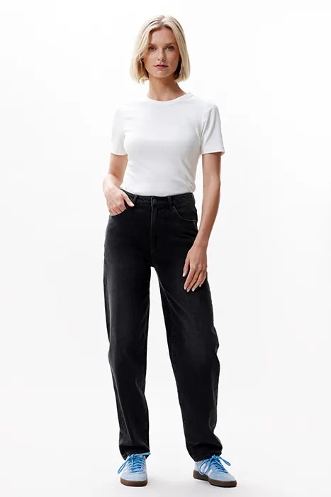 Catwalk Junkie Barrel Fit Jeans Washed Black Maat: W27L30 | Straight Jeans Outlet | Dames | Zwart