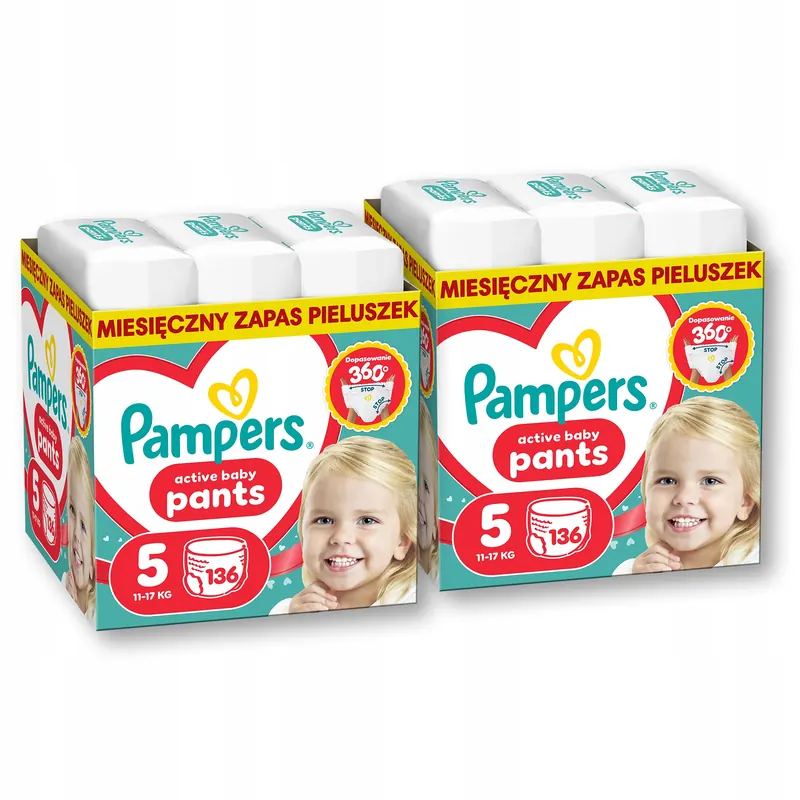 Pampers Active Baby Pants rozmiar 5, 2x 136 szt., 11-17 kg Pieluchomajtki