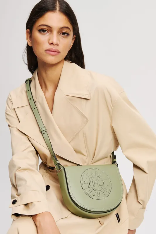Karl Lagerfeld K/circle Saddle Perforated Oil Green Maat: OS | Schoudertassen Outlet | Dames | Groen