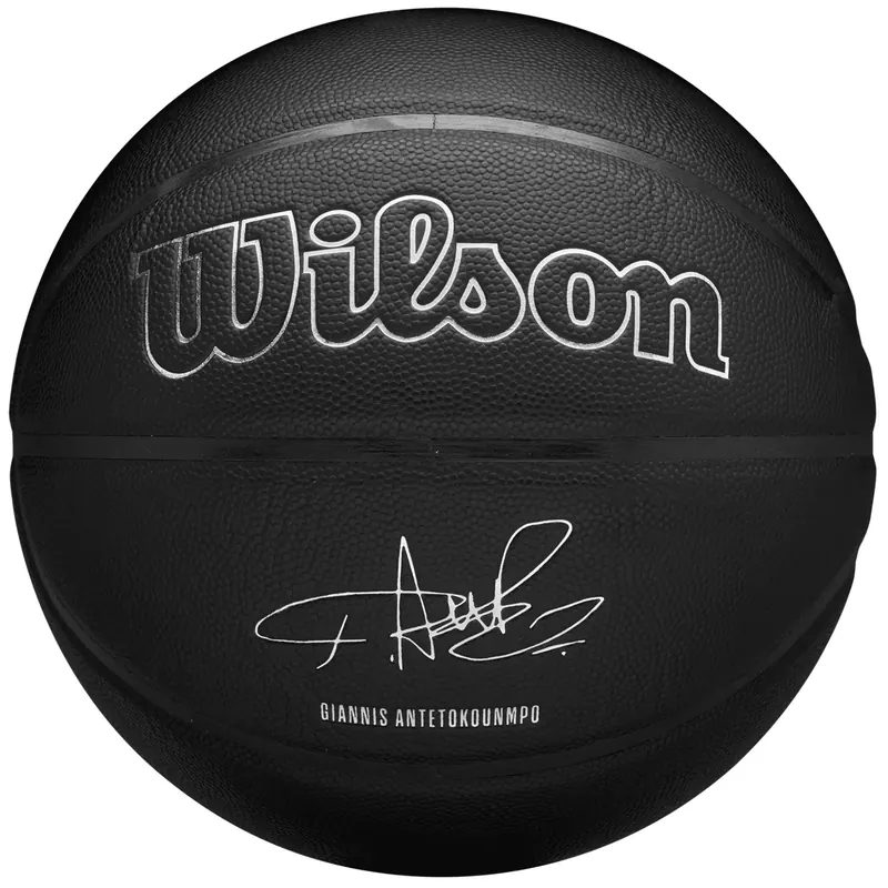 Wilson NBA Player Evergreen Bskt Giannis WZ4026701XB, Unisex, Czarne, piłki do koszykówki, Guma, rozmiar: 7