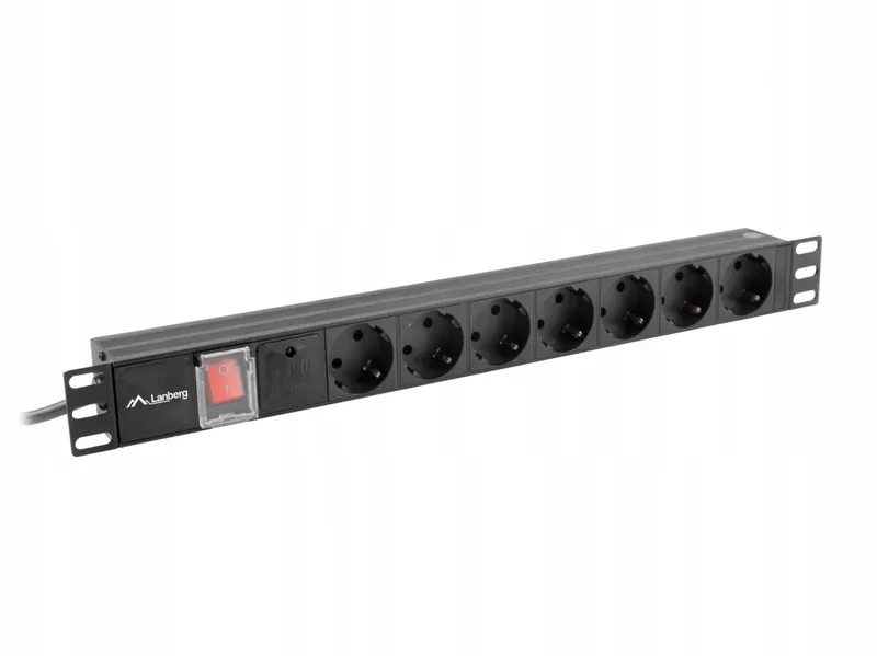 Lanberg Listwa zasilajaca Rack Pdu 19'' 1U 16A 7X Schuko 2m czarna