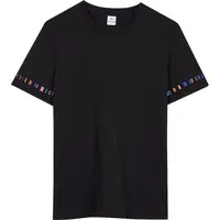 Paul Smith Womens Stripe Sleeve Emb T-shirt Black Maat: S | Tops Outlet | Dames | Zwart