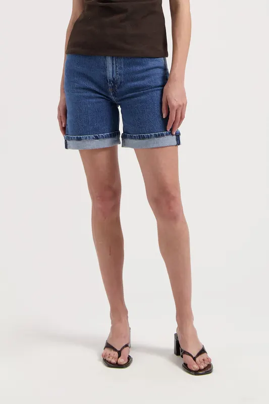 Mud Jeans Luna Mid Short Stone Vintage Maat: XS | Korte Broeken Outlet | Dames | Blauw
