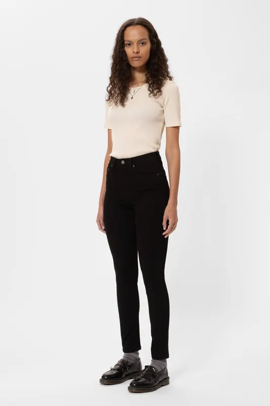 Nudie Jeans Hightop Tilde Everblack Maat: W29L32 | Skinny Jeans Outlet | Dames | Zwart