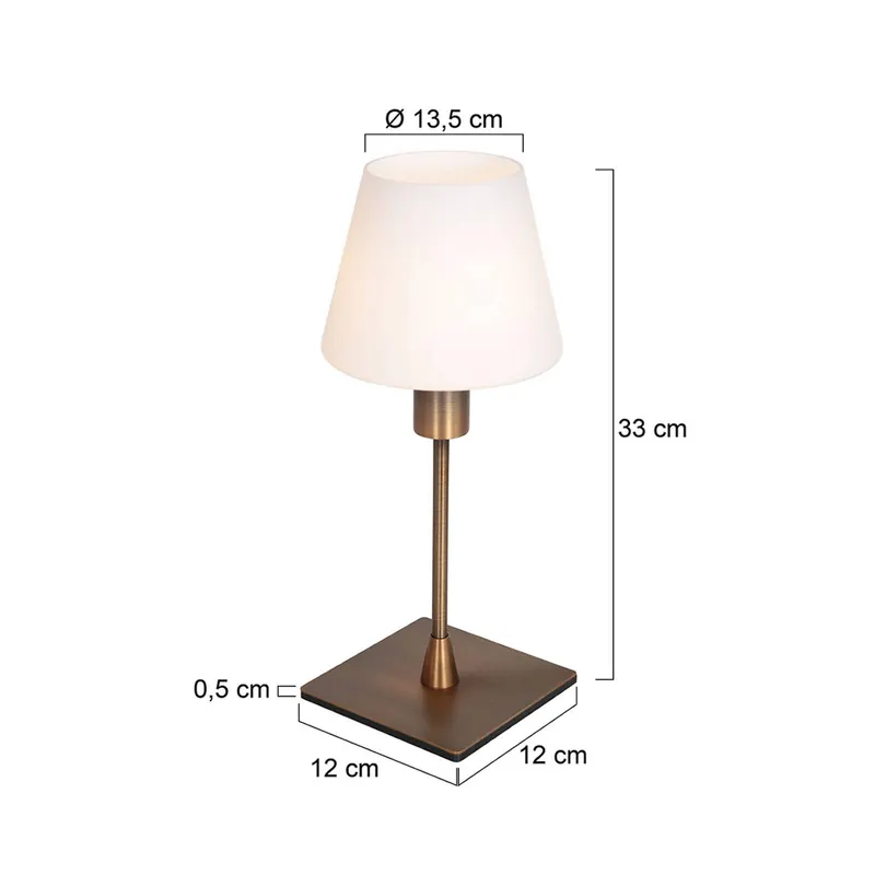 Lampa stołowa Ancilla, kolor brązowy, wysokość 33 cm, metal, szkło, E14