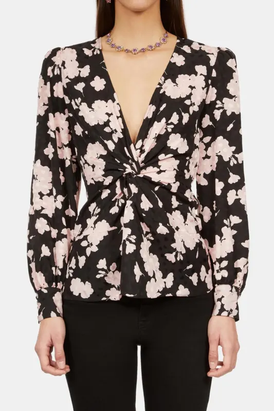 The Kooples Jacquard Long Sleeve Top Black/pink Maat: 36 | Longsleeves Outlet | Dames | Zwart