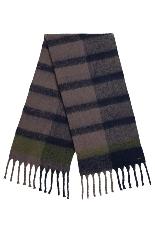 White Stuff Benny Brushed Scarf Grey Multi Maat: OS | Handschoenen Outlet | Heren | Grijs