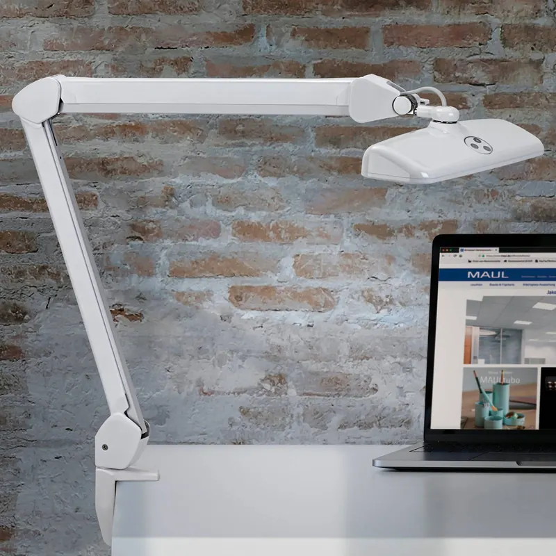 Lampa do zadań MAULintro LED, biała, 52 cm, podstawa zaciskowa
