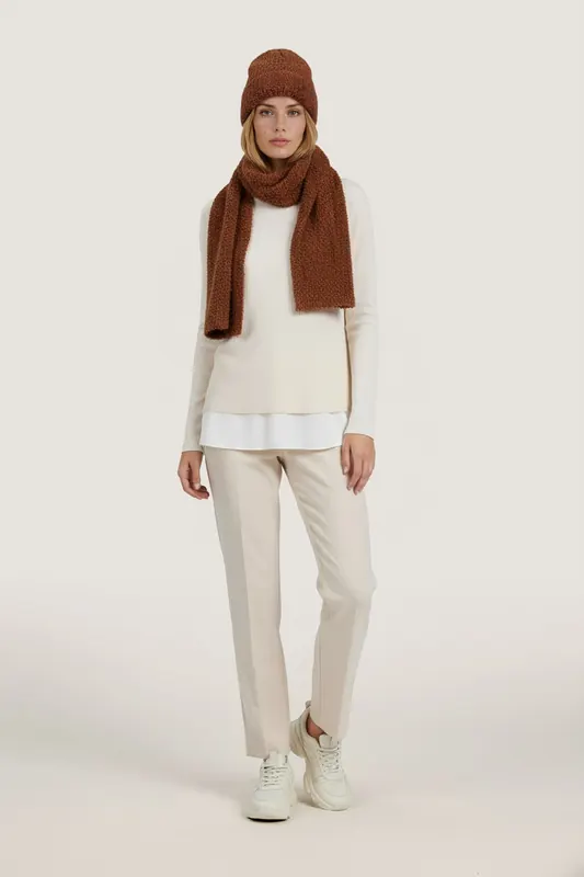 EsQualo Scarf Boucle Knit Brown Maat: OS | Sjaals Outlet | Dames | Bruin