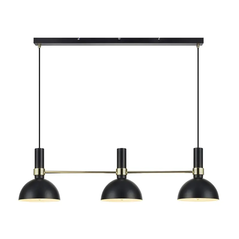 Czarna potrójna lampa wisząca Markslöjd Larry Black Gold