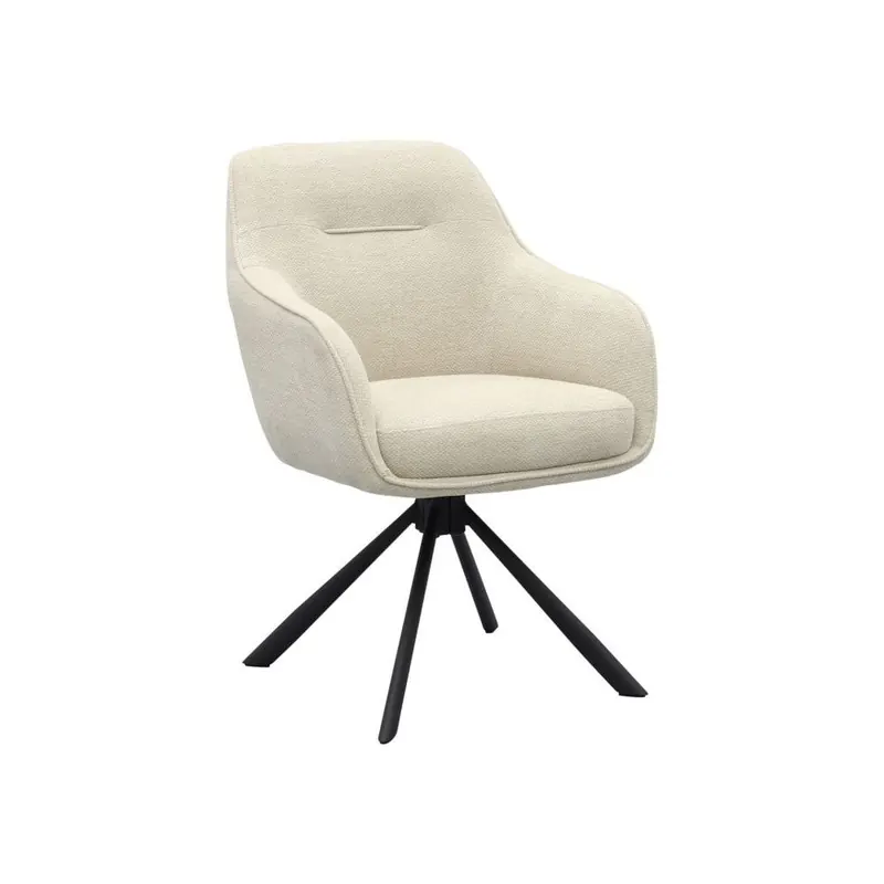 Kremowy tapicerowany fotel jadalniany z podłokietnikami Avola – Unique Furniture