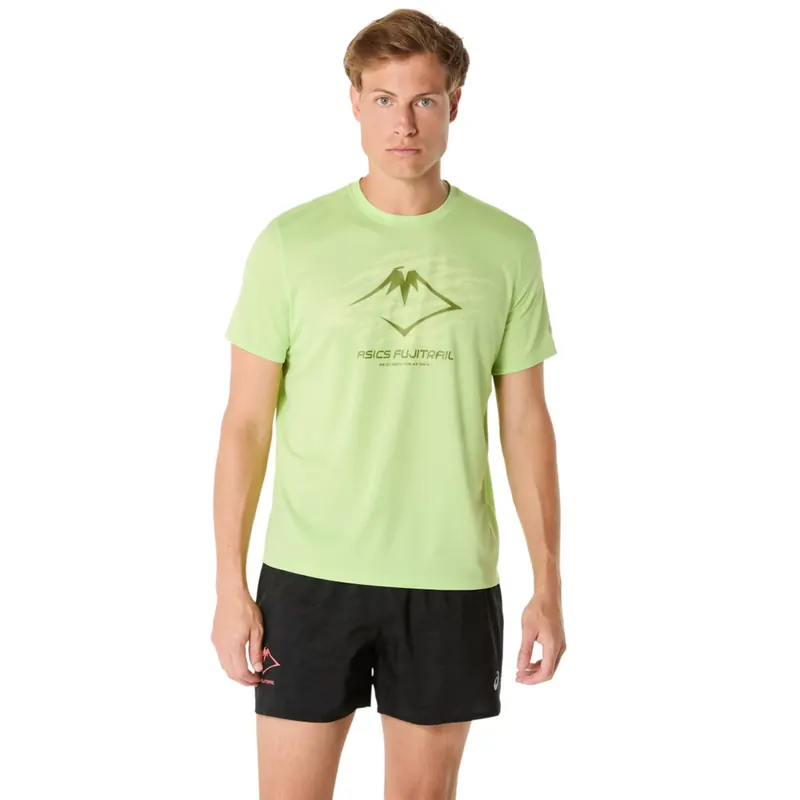 ASICS Fujitrail Logo SS Top 2011C981-300, Męskie, Zielone, t-shirty, poliester, rozmiar: S