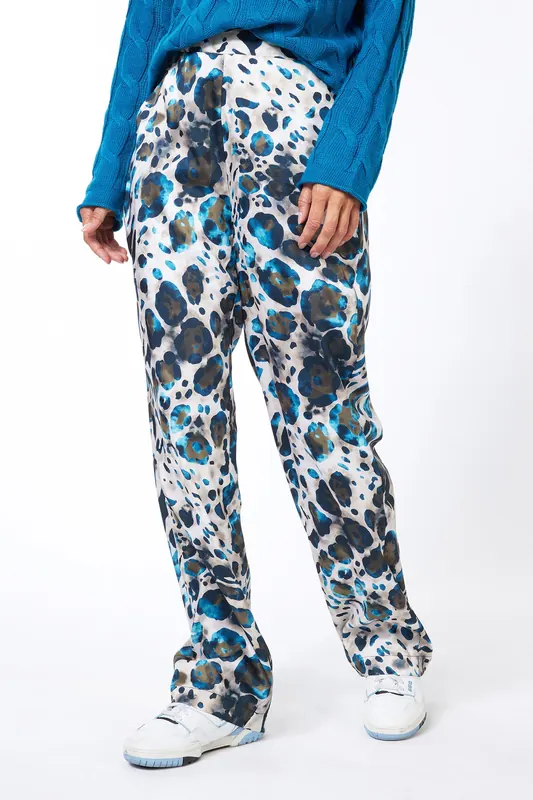EsQualo Trousers Sateen Animal Roots Print Maat: 42 | Pantalons Outlet | Dames | Wit
