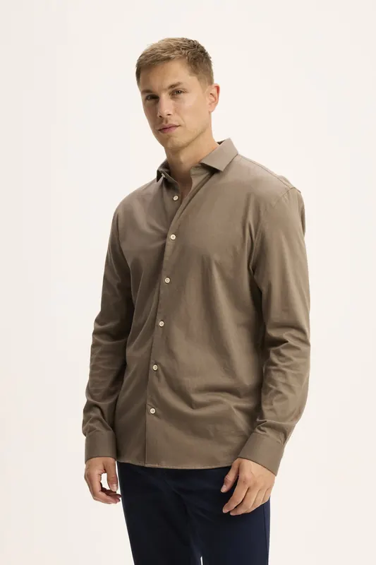 The Goodpeople Stirr Mid Brown Maat: S | Casual Overhemden Outlet | Heren | Bruin