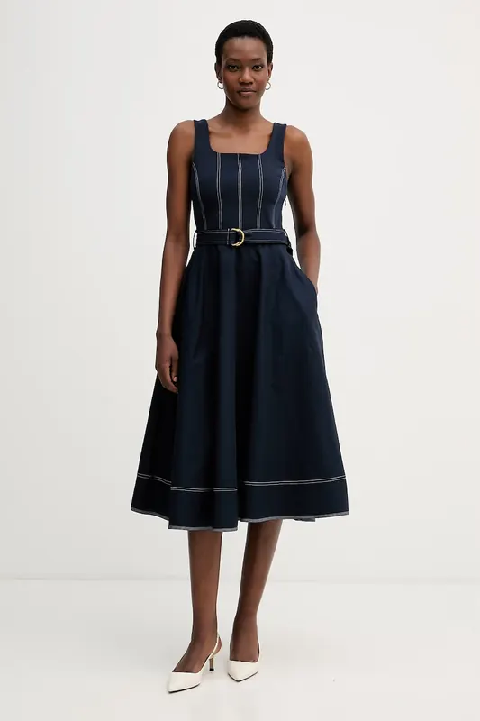 Tommy Hilfiger sukienka rozkloszowana z bawełną