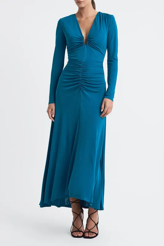 Reiss Jersey V Neck Maxi Dress — Midi Maat: 8 | Maxi Jurken Outlet | Dames