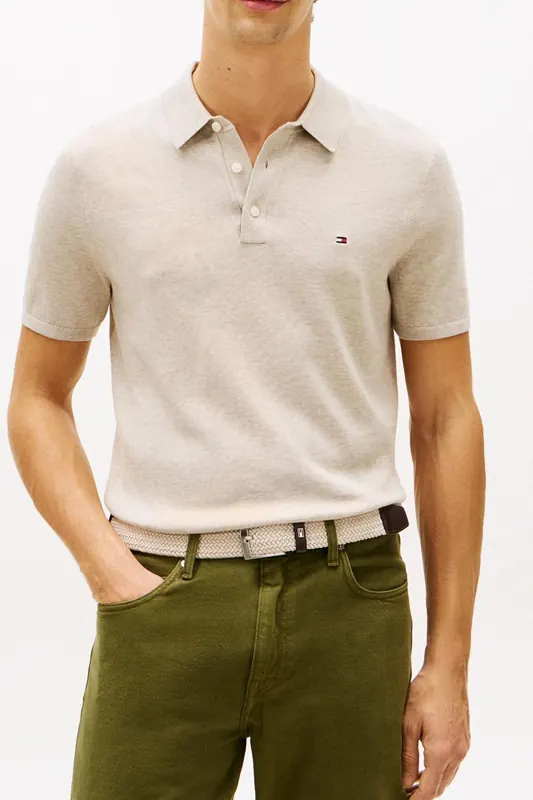 Tommy Hilfiger Essential Cotton Knitted Sweater Sandalwood Heather Maat: M | Sweaters Outlet | Heren | Beige