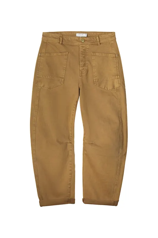 Summum Woman Cocoon Pants Vintage Comf Stretch Twill Camel Brown Maat: 40 | Chino's Outlet | Dames | Bruin