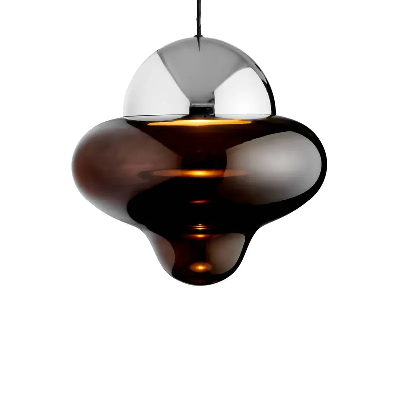 Żyrandol LED Nutty XL, brązowa / chromowana, Ø 30 cm