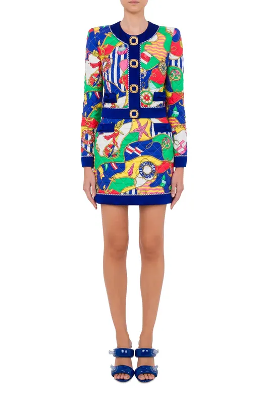 Moschino Allover Nautical Silk Twill Jacket Blue Maat: 38 | Blazers Outlet | Dames | Blauw