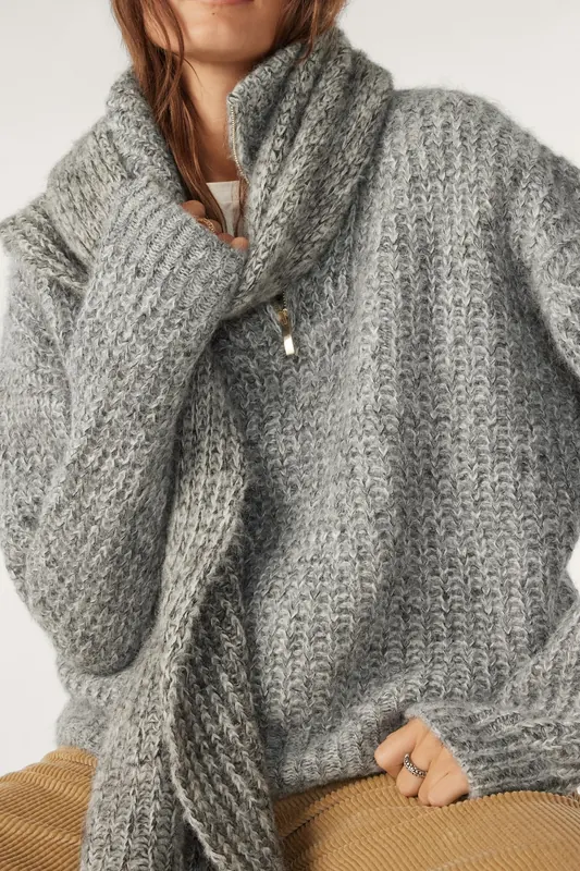 BA&SH Knitted Scarf Gris Maat: OS | Sjaals Outlet | Dames | Grijs