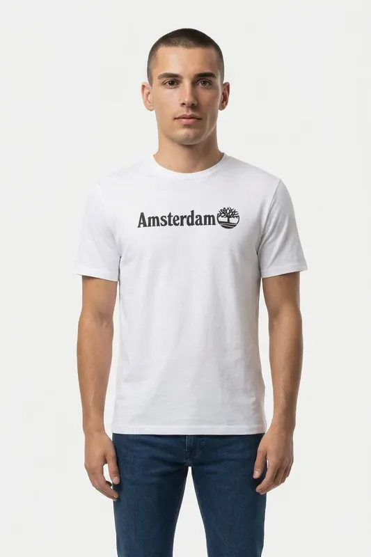 Timberland Amsterdam City Tee White Maat: M | T-shirts met Print Outlet | Heren | Wit