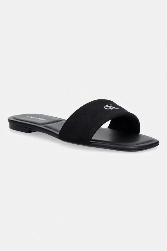 Calvin Klein klapki damskie SQUARE FLAT SNDL CANVAS HW