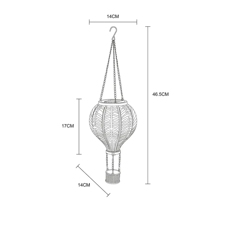 Lampa solarna LED 36136B Balon na ogrzane powietrze, kolorowy, plastikowy