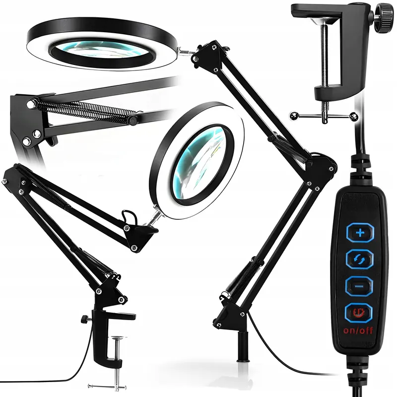 Lampa Kosmetyczna Biurkowa Led Usb Lupa Szkło Powiększające Tryby Świecenia