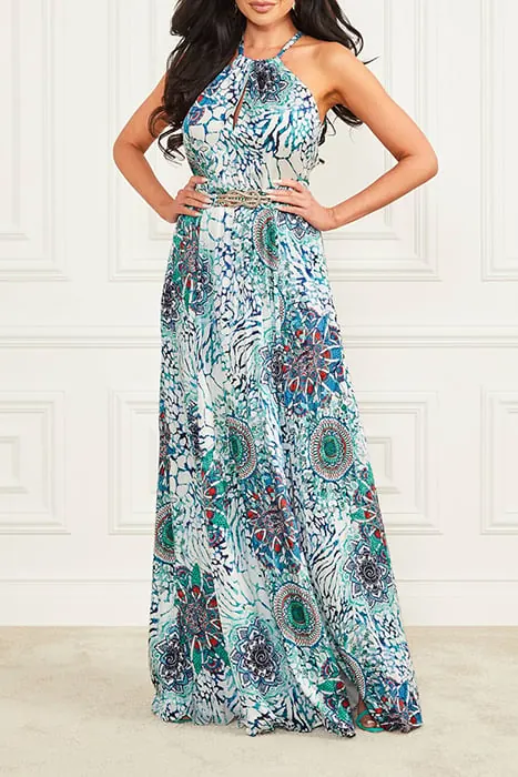 GUESS Marciano By  Mina Long Dress Soli Boho Animaller Maat: 40 | Maxi Jurken Outlet | Dames