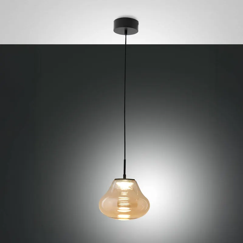 Lampa wisząca LED Deva, bursztynowa, szkło, Ø 25 cm, CCT, ściemniana
