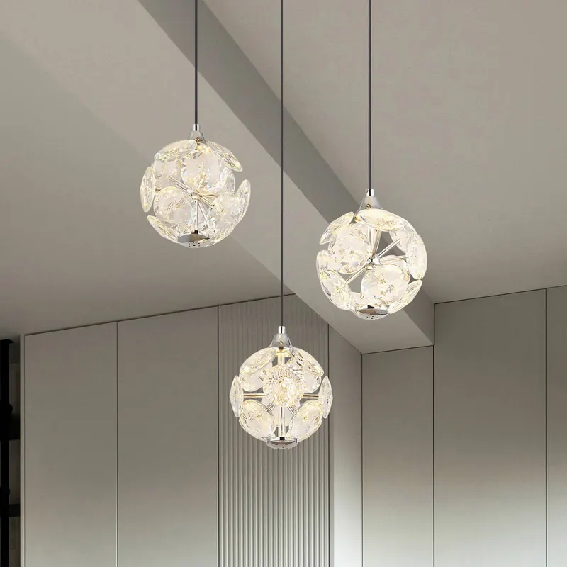 Lampa wisząca Virina LED, Ø 42 cm, przezroczysta, kryształowa, 3-punktowa