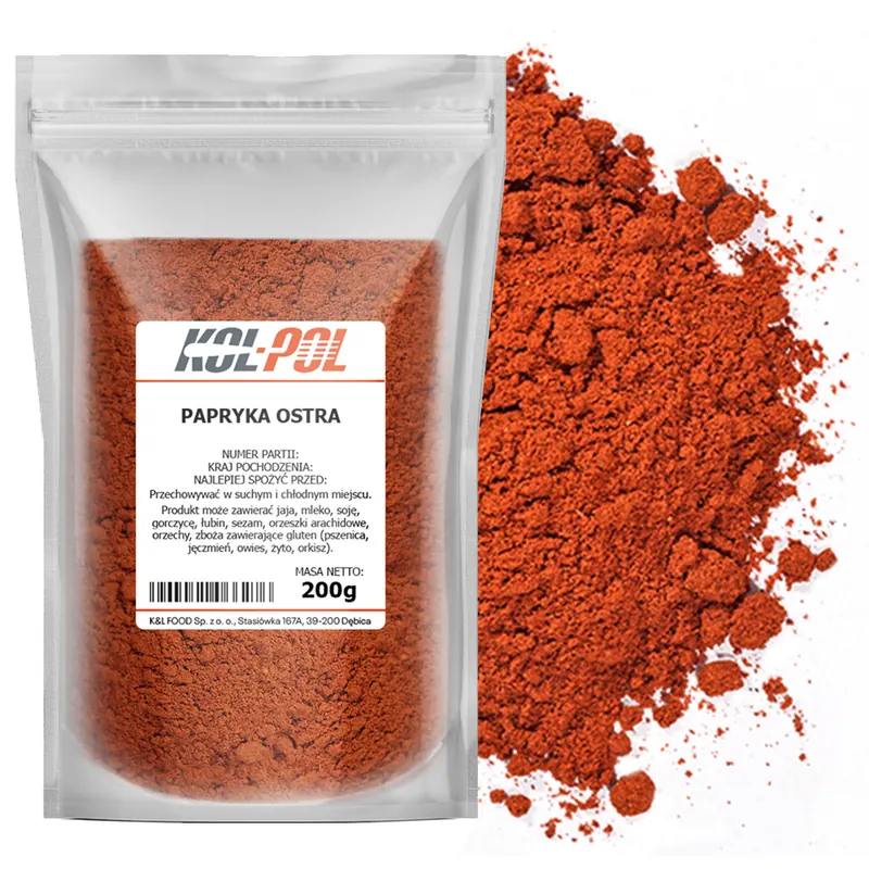 Papryka Ostra Mielona 200g Czerwona aromatyczna naturalna jakość Kol-Pol