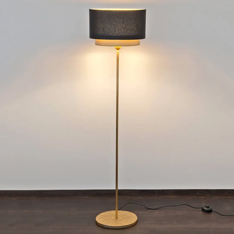 Lampa podłogowa Mattia, podwójny klosz, czarna