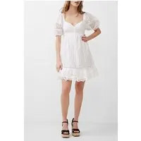 French Connection  Alissa Cotton Broderie Dress Linen White Maat: 16 | Mini Jurken Outlet | Dames | Wit