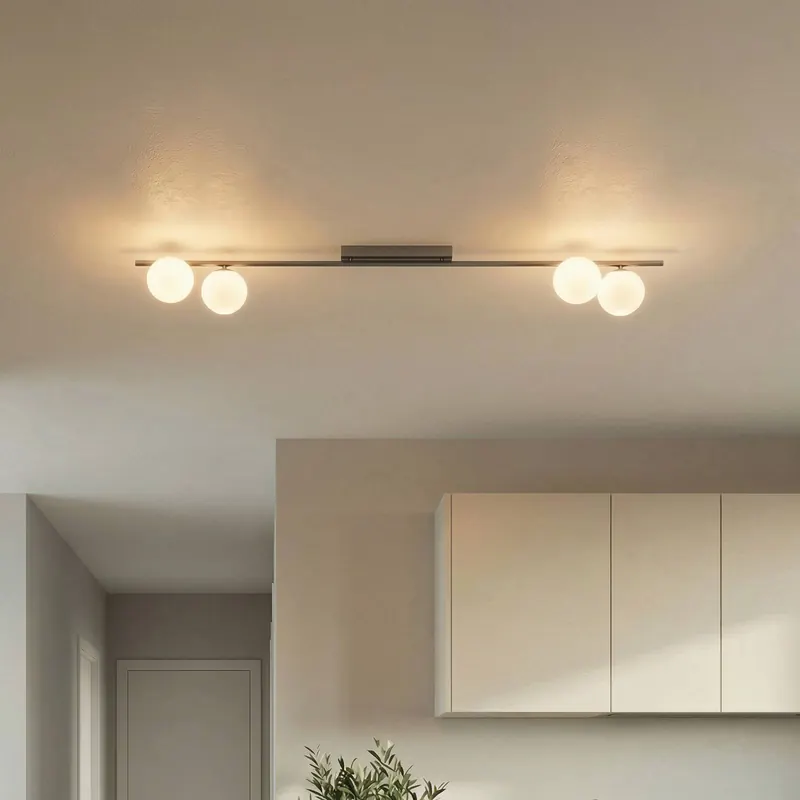 Lampa sufitowa Imelo, brązowa, 4-punktowa, szkło, długość 140 cm