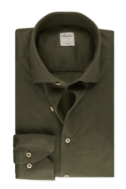 Stenströms Slimline, C71 Rc Cuff Jersey Green Maat: L | Casual Overhemden Outlet | Heren | Groen